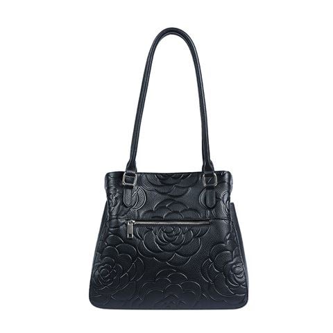 Serenade Leather - Rafaella Elegant Beverly Hills Leather Shoulder Bag Black