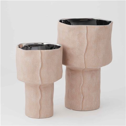 Cressida Stoneware Cressida Vase Pink/Silver 16.5x24.5cm - Peter's of Kensington