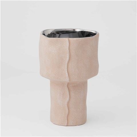 Cressida Stoneware Cressida Vase Pink/Silver 16.5x24.5cm - Peter's of Kensington