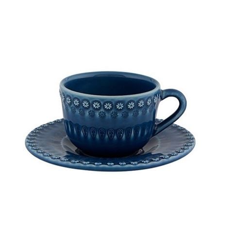 Bordallo Pinheiro - Fantasy Tea Cup & Saucer Blue 8.8cm/350ml