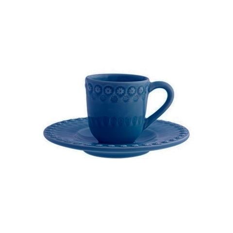 Bordallo Pinheiro - Fantasy Espresso Cup & Saucer Blue