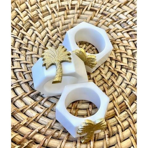Flair Decor - Resin Napkin Ring w/Palms Set 4pce