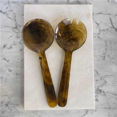 Flair Decor Resin Salad Servers Tortoise Shell 31x12cm - Peter's of Kensington