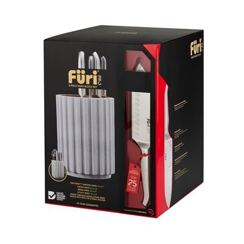 Furi - Radial Stone Pro Knife Block Set Terrazzo Snow 5pce