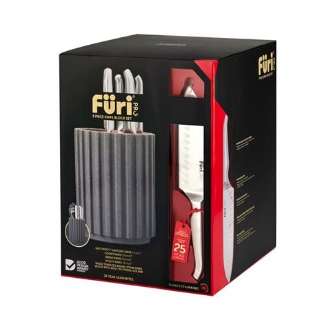 Furi - Radial Stone Pro Knife Block Set Terrazzo Flint 5pce