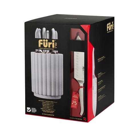 Furi - Pro Radial Stone Knife Block Set Snow Terrazzo 7pce