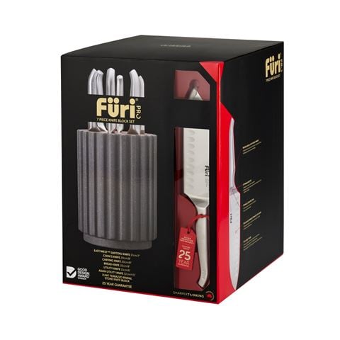 Furi - Pro Radial Stone Knife Block Set Flint Terrazzo 7pce