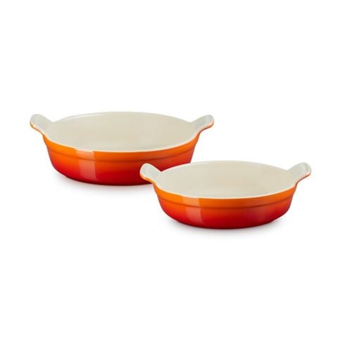 Le Creuset Heritage Round Baking Dish Set Volcanic 2pce 20/24cm - Peter's of Kensington