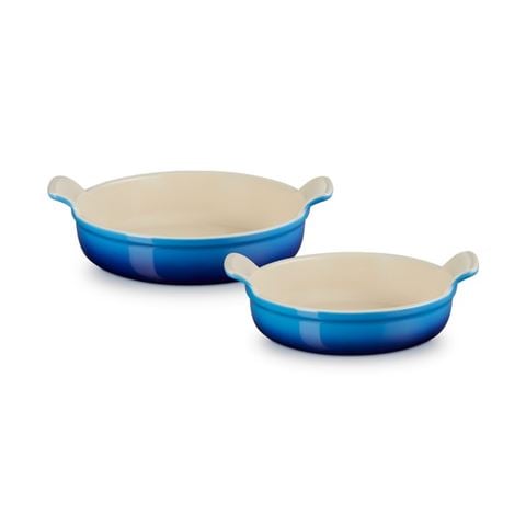 Le Creuset Heritage Round Baking Dish Set Azure Blue 2pce 20/24cm - Peter's of Kensington