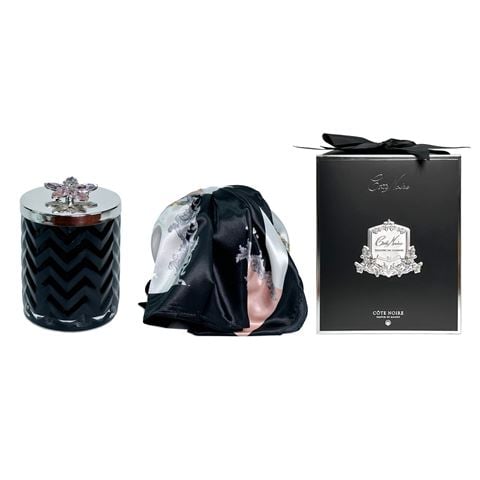 Cote Noire - Ltd Ed. Pink Champagne Herringbone Candle Set w/Scarf 3pce