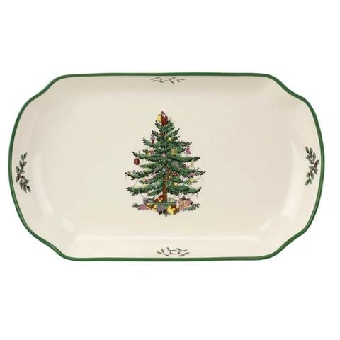 Spode Christmas Tree Rectangular Scalloped Tray 27.9cm - Peter's of Kensington