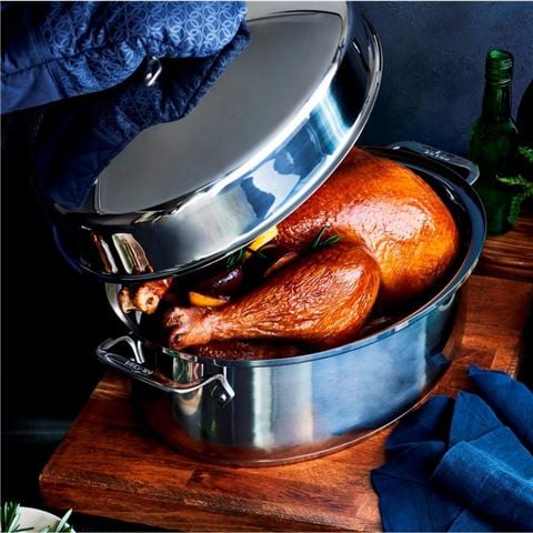 All-Clad Covered Oval Roaster w/Flat Rack - Peter's of Kensington