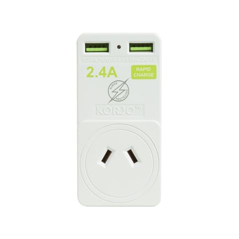 Korjo - USB Adaptor 2 Ports For Use in AUS/EUIS