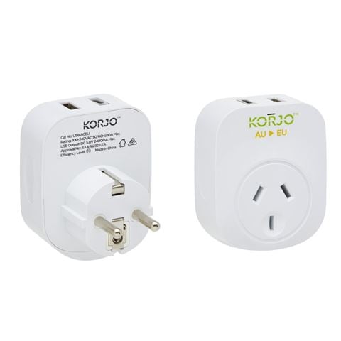 Korjo - USB Adaptor w A+C For Europe