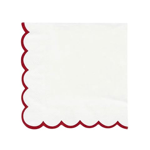 Christmas - Scalloped Paper Napkin Set Red/White 33x 33cm 20pce