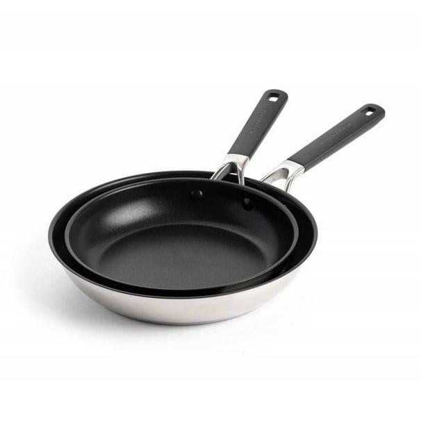 HLAFRG 8 Inch Nonstick Frying Pan with Lid,White Marble Skillet,Oven