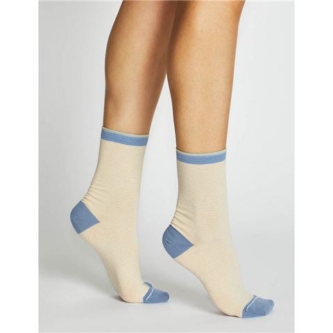 Levante - Lina Fine Stripe Crew Socks Sandstone