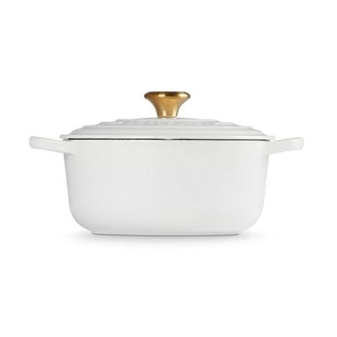 Le Creuset Signature Round Casserole White 24cm/4.2L - Peter's of Kensington