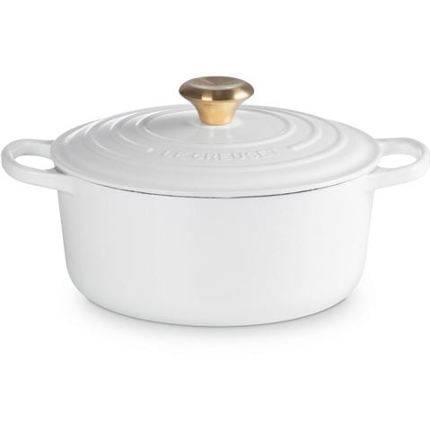 Le Creuset Signature Round Casserole White 24cm/4.2L - Peter's of Kensington