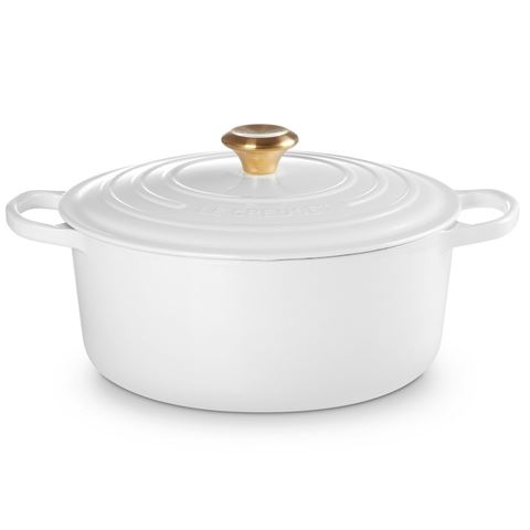 Le Creuset Signature Round Casserole White 28cm/6.7L - Peter's of Kensington