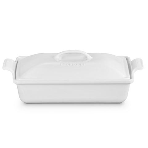 Le Creuset Heritage Rectangular Dish with Lid White 33cm/3.8L - Peter's of Kensington