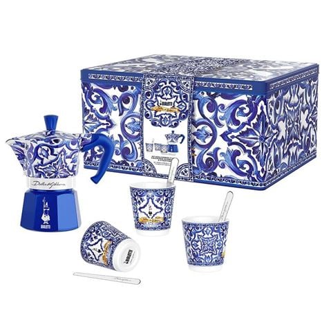 Bialetti - Dolce & Gabbana Mediterranean Blue 3 Cup Moka Express & Cup Set 7pce