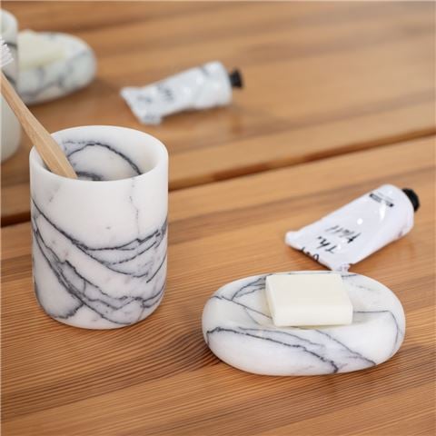 Stoned White Marble Classic Soap Dish - Peter's of Kensington