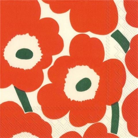 Marimekko Unikko Lunch Napkin Orange/Green 20pce - Peter's of Kensington