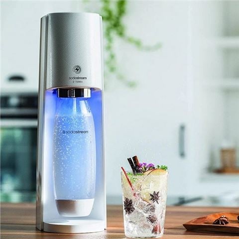 SodaStream - E-Terra Auto. Sparkling Water Maker w/60L Cylinder/1L Bottle White