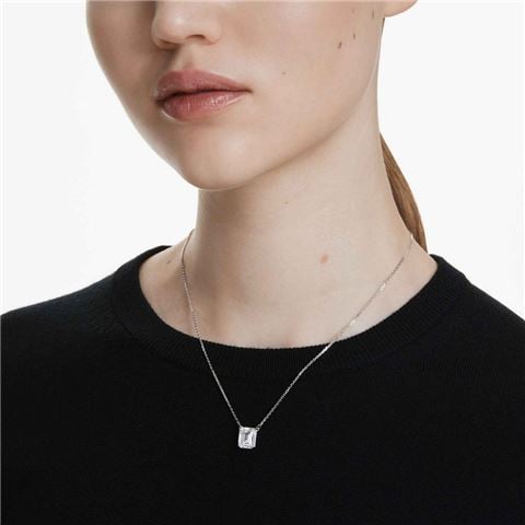 Swarovski Jewellery - Stilla Pendant White Octagon Cut Stone w/Rhodium Plate