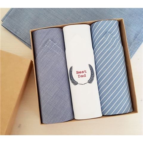 Tamielle - Men's European Cotton Handkerchief Best Dad Set 3pce