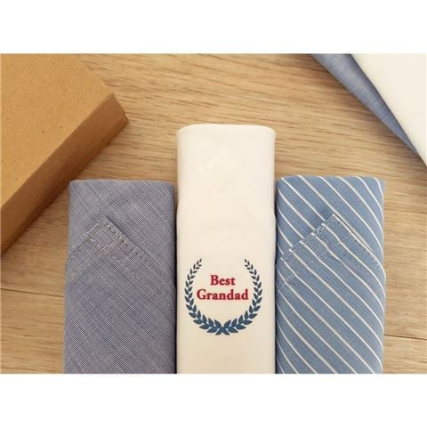 Tamielle - Men's European Cotton Handkerchief Best Grandad Set 3pce