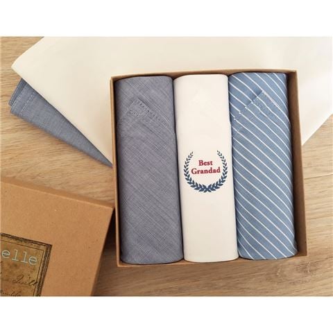 Tamielle - Men's European Cotton Handkerchief Best Grandad Set 3pce
