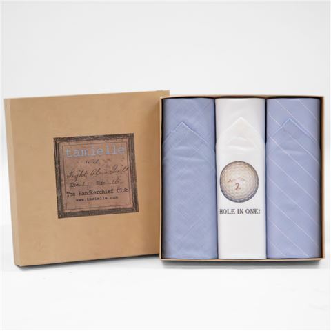 Tamielle Men's European Cotton Handkerchief Blue Golf Set - Peter's of Kensington