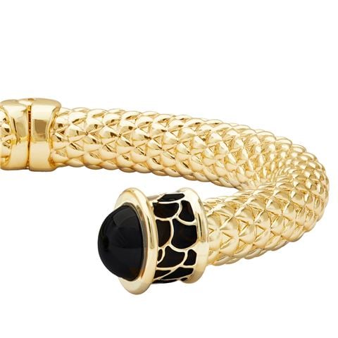 Halcyon Days - Minoan Torque Black & 18k Gold Plate Hinged Bangle