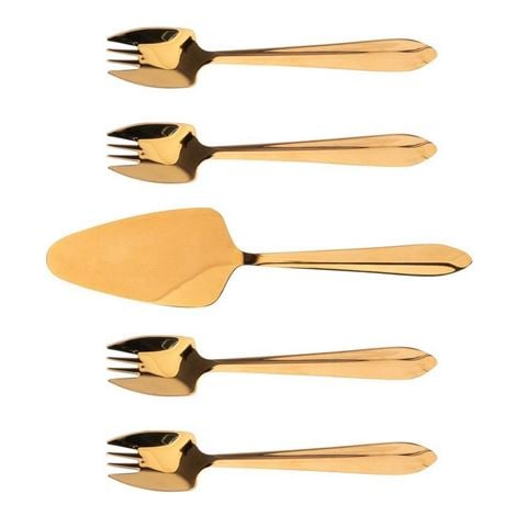 Splayds - Rose Gold-Tone Mirror Finish Cake Server & Splayd Set 5pce