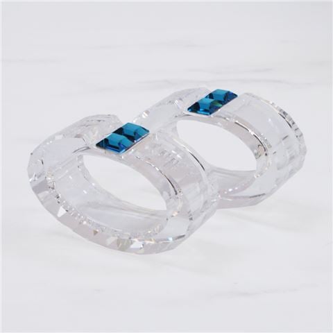 Swarovski Crystal - Silver Crystal Napkin Ring Blue Zircon Set 2pce