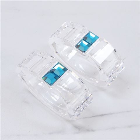 Swarovski Crystal - Silver Crystal Napkin Ring Blue Zircon Set 2pce