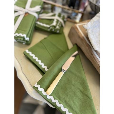 Coastal Home - Orla Cotton Napkin Set Olive/Ivory 4pce