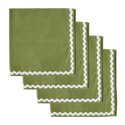 Coastal Home - Orla Cotton Napkin Set Olive/Ivory 4pce