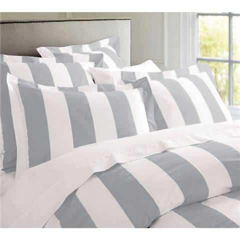 Rans - Oxford Stripe  Quilt Cover Set Silver King 3pce