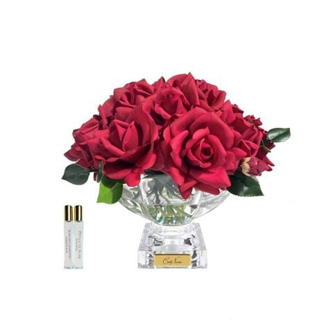 Cote Noire Luxury French Red Rose Bouquet Centrepiece w/Gold Crest - Peter's of Kensington