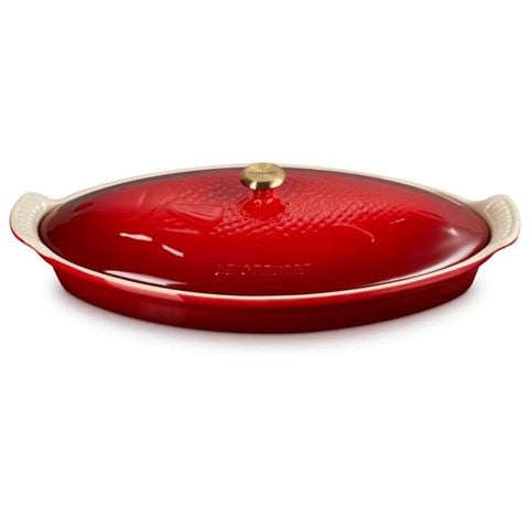 Le Creuset Stoneware Heritage Fish Baker Cerise 1.6L - Peter's of Kensington
