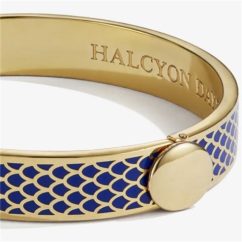 Halcyon Days - Salamander Deep Cobalt Hinged Bangle w/18k Gold Plate
