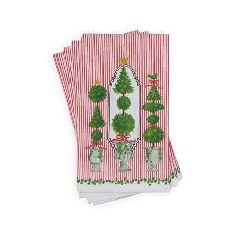 Caspari Guest Towel Set Napkin Eloise Red 33x40cm 15pce - Peter's of Kensington