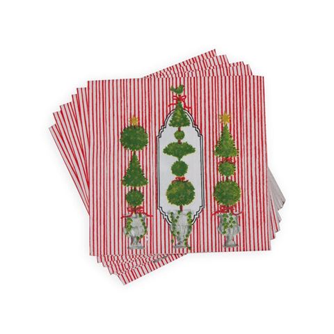 Caspari Cocktail Napkin Set Eloise Red 25x25cm 20pce - Peter's of Kensington