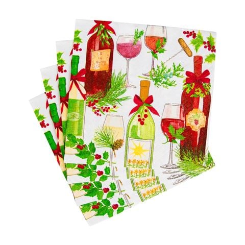 Caspari - Cocktail Napkin Set A Christmas Toast 25x25cm 20pce