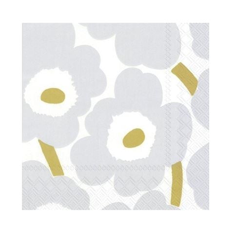 Marimekko - Unikko Cocktail Napkin Set White/Silver 25x25cm 20pce
