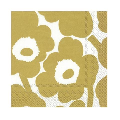 Marimekko - Cocktail Napkin Set Unikko White Gold 25x25cm 20pce