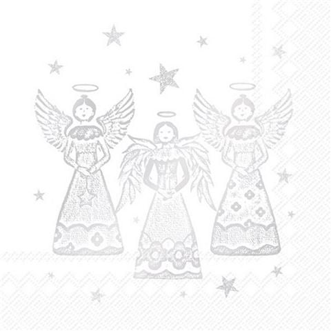 IHR Lunch Napkin Set Bright Angels White Silver 33x33cm 20pce - Peter's of Kensington